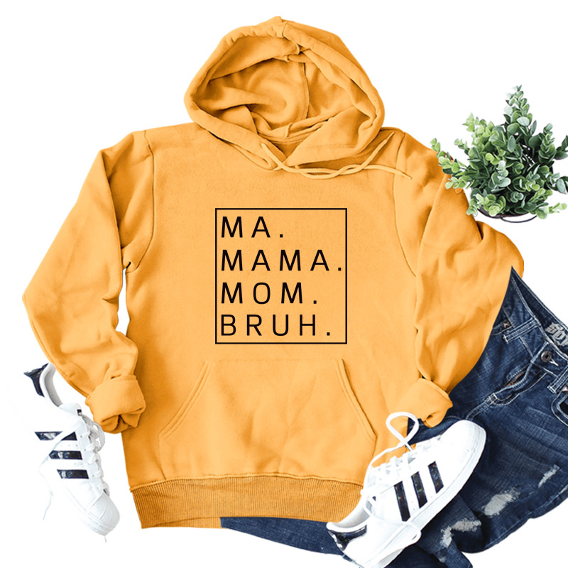 Amazon deseo transfronterizo europeo y americano Comercio exterior MA MAMA mamá Bruh carta impresión casual suéter con capucha
