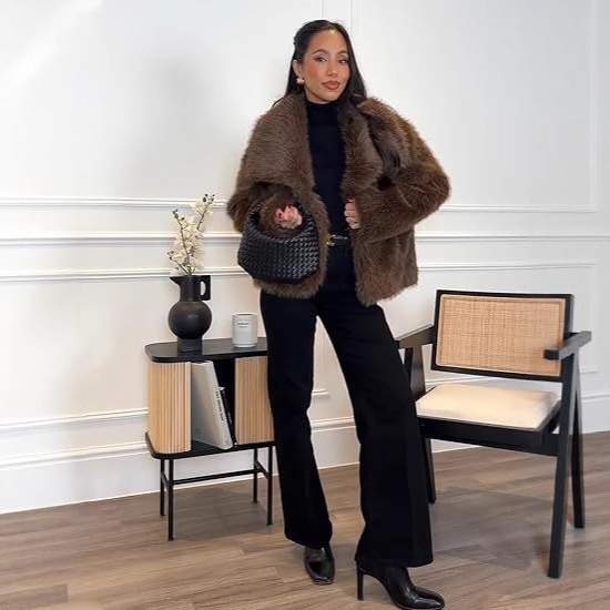 Fur European and American Hot-Selling Imitation Fox Fur Imitation Fur Outwear Women's Lapel Long-Sleeved Fur Artificial Fur Outwear Winter