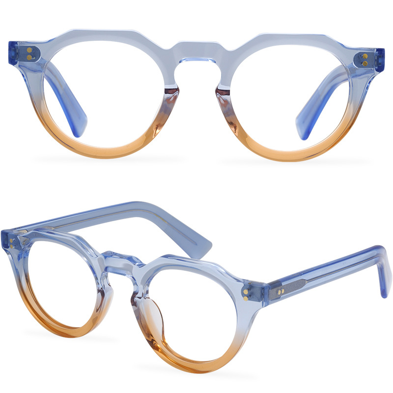 Lesca Lunetier Trendyy High-Quality Thickeneded Acetate Glasses Frame Polygonal Glasses Frame Candy Color