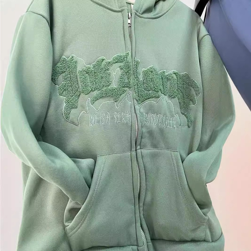 In-Stock Real Photos of Cross-Border Letter Print Devil-Style Fleece-Lined Hooded Sweatshirt for Women, 2026 Autumn and Winter New Style Jacket Top, Available for Dropshipping