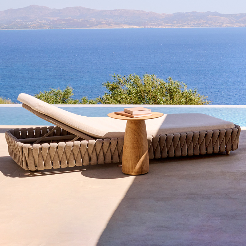 Cama de cama al aire libre Hotel Residence piscina de playa sillón de diseño resort patio tela de caña red muebles al aire libre image 4