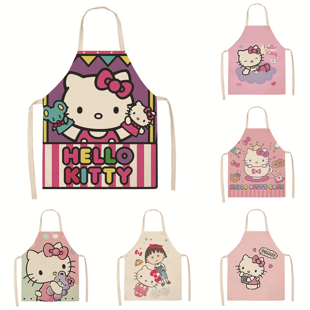 HelloKitty 어린이 앞치마 핑크 고양이 청소 및 오염 방지 성인 앞치마 공장 직접 판매 앞치마 배송