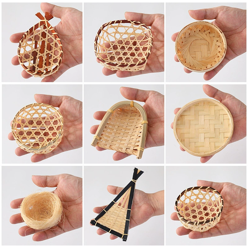 Бамбуковая корзина ручной работы, тарелка для закусок, бамбуковая плетеная корзина для морепродуктов, декоративная корзина, декоративная корзина, мини-закуска