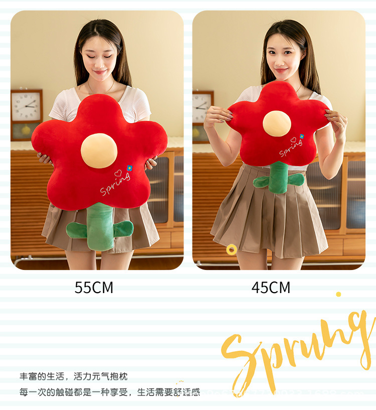 Little Red Flower Nap Pillow Cushion Doll Plush Toy Cute Tulip Pillow Flower Popular Wedding Interactive