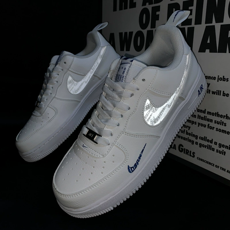 Putian Factory Air Force One AJ мужская обувь низкий бот сине-белый светоотражающие кроссовки AF1 спортивная повседневная маленькая белая обувь женская модель
