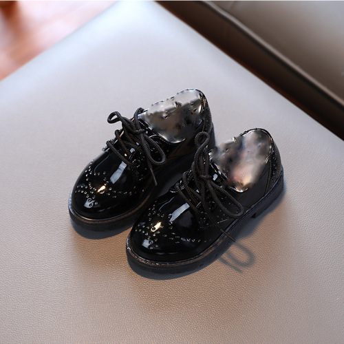 Children's Small Leather Shoes 2025 Spring and Autumn for Boys and Girls Black Lacquered Leather Single Shoes British Style Children's Performance Shoes