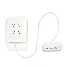 美規一回転四ソケット磁気吸引延長線充電器付きusb 3個とtype-cポート1個