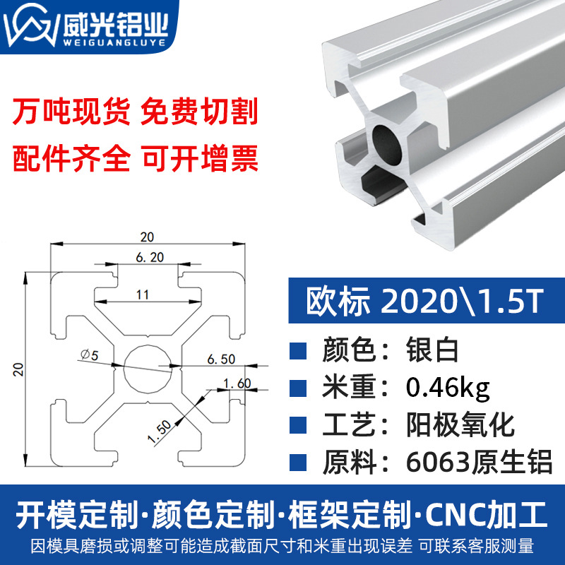 Euro 2020 perfil de aluminio 2040 aleación de aluminio tubo cuadrado perfil de aluminio marco de impresora diy3d perfil de aluminio 20x20