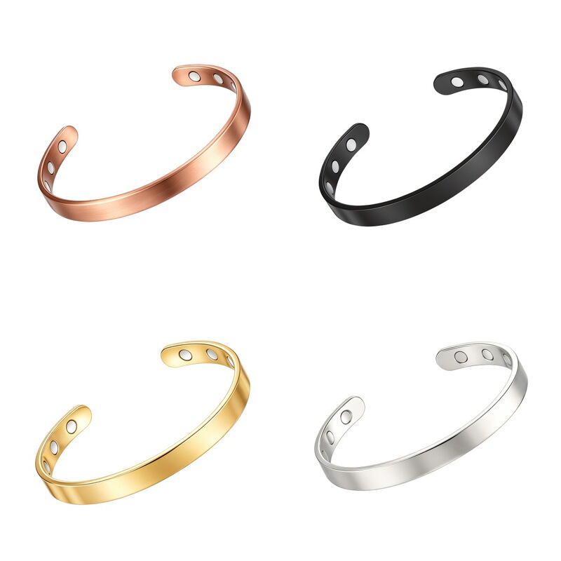 Cross-Border Amazon Glossy Bracelet Magnetic Therapy Opening Electroplated Rose Gold Couple Bracelet Men's and Women's Magnet Bracelet Set Cross-Border Amazon Glossy Bracelet Magnetic Therapy Opening Electroplated Rose Gold Couple Bracelet Men's and Women's Magnet Bracelet Set