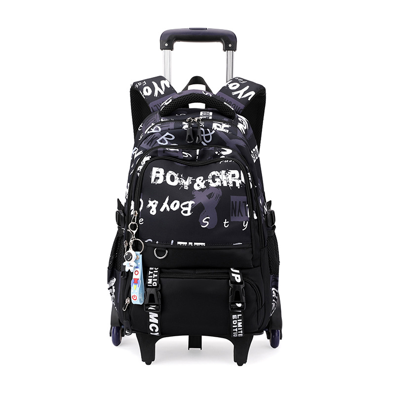 Mochila de tracción de peces naturales para estudiantes de escuela primaria niños 3 - 6 con ruedas mochila para estudiantes de secundaria secundaria puede llevar mochila de escaleras 5