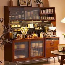 实木餐边复古组合高柜洞洞一体北欧橡木酒柜家用日式靠墙储物柜