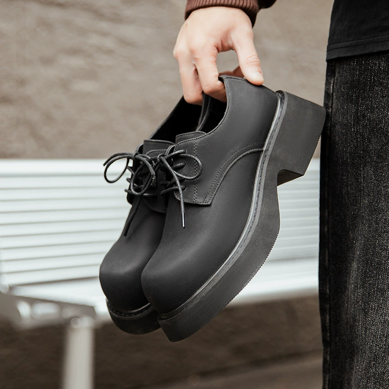 Большие кожаные туфли мужские круглые нишевые высокие чувства