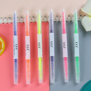 Флуоресцентный маркер для школьников, кисть, 6 шт, 6 цветов