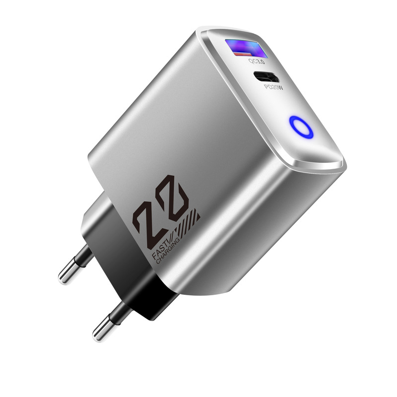 New metallic paint 20WTYPE-C charger European gauge with light mini charging head USB PD fast charging head New metallic paint 20WTYPE-C charger European gauge with light mini charging head USB PD fast charging head
