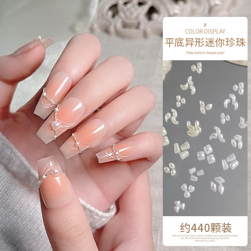 Joyería de uñas 12 rejilla plana especial en forma de perla resaltar mini decoración de uñas gota de agua amor paquete mixto al por mayor