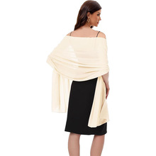 欧美珍珠雪纺披肩女伴娘婚纱宴会晚礼服外搭丝巾两用加长披肩围巾