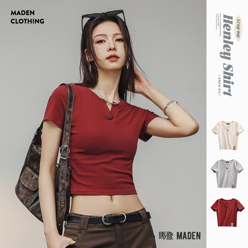 Short solid color base body-friendly short sleeve T-shirt
