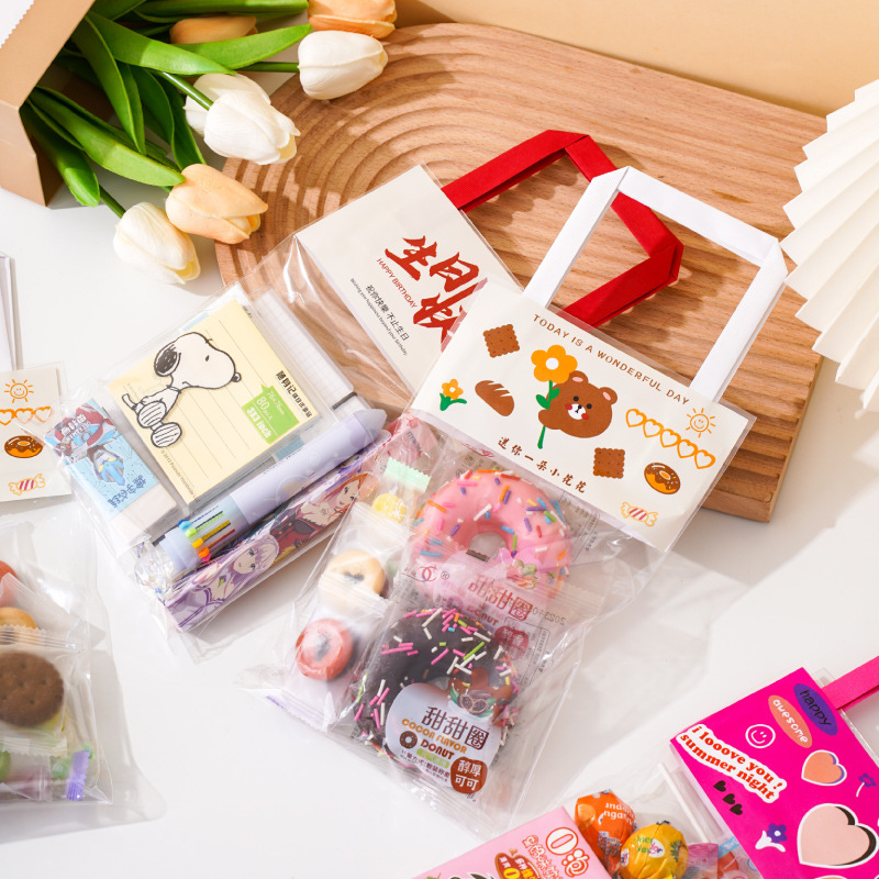 网红ins风礼物手提袋手机壳透明袋饼干糖果饰品可爱小清新鲜花袋