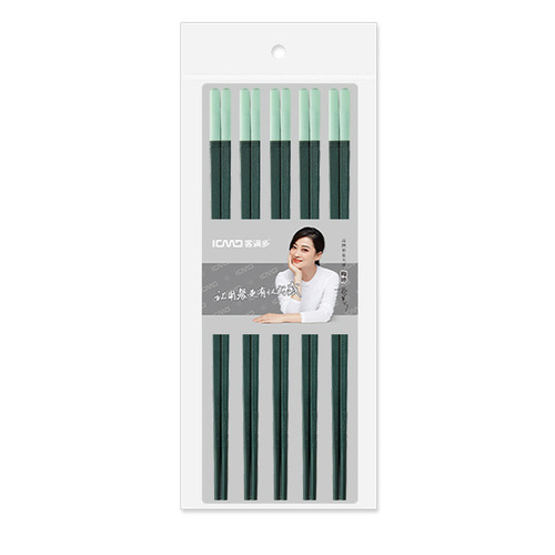 Kemanduo alloy chopsticks manufacturer straight hair Nordic green simple household non-slip chopsticks tableware set Japanese style