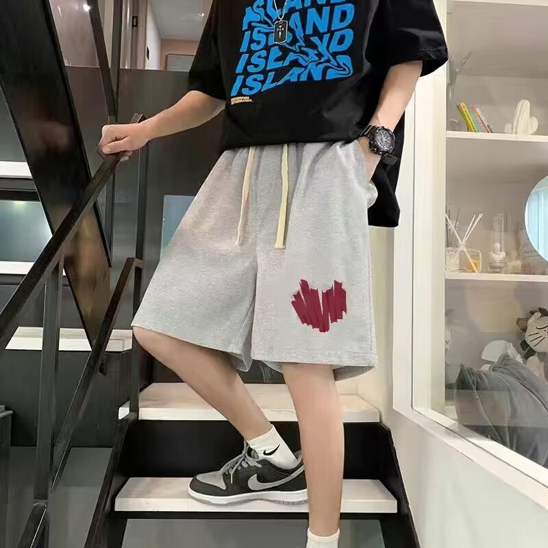 Men's Shorts Summer New Outfit Men's Love Print Five-point Sports Summer Casual Loose Pants for Men