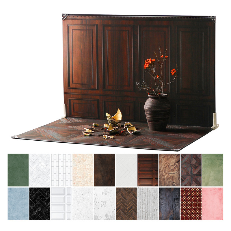57*87cm Double-Sided Photo Background Paper Cement Wood Grain Wall Large Size Black and White Marble Floor Tiles Vintage