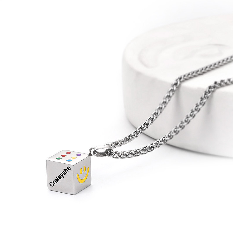 Trendy Partner Same Lucky Smiling Face Dice Necklace Instagram Hip Hop Style Men's and Women's Sexy Spooks, Gu Zi_voghion.com