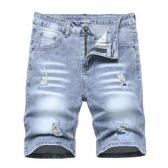 跨境Men's Slim Fit Stretch Denim Shorts Ripped Skinny Jean