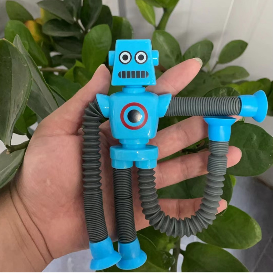 Transfronterizo robot flexible tubo telescópico niño puzzle dibujos animados estirados ventosa interacción padre-hijo creativo juguete descompresión