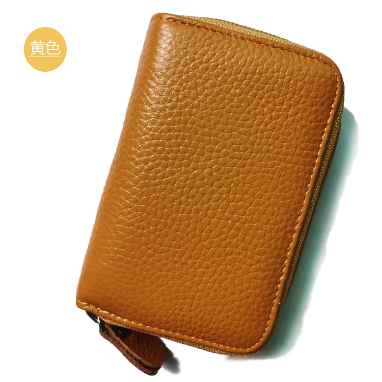 2024 Tao Bao primera capa titular de la tarjeta de piel de vaca cepillo antirrobo RFID órgano titular de la tarjeta monedero de los hombres tarjeta de crédito de vaca real