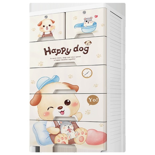 Drawer-style storage cabinet for small users, cartoon storage cabinet for rent, apartment, multi-layer plastic baby clothing organizer