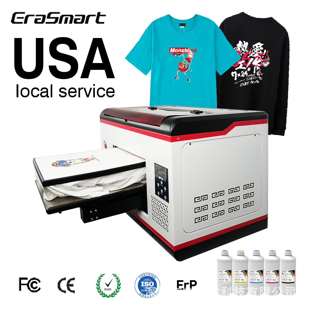 EraSmart跨境热销A3 Pro DTG纺织印花机直喷衣服Logo图案打印机