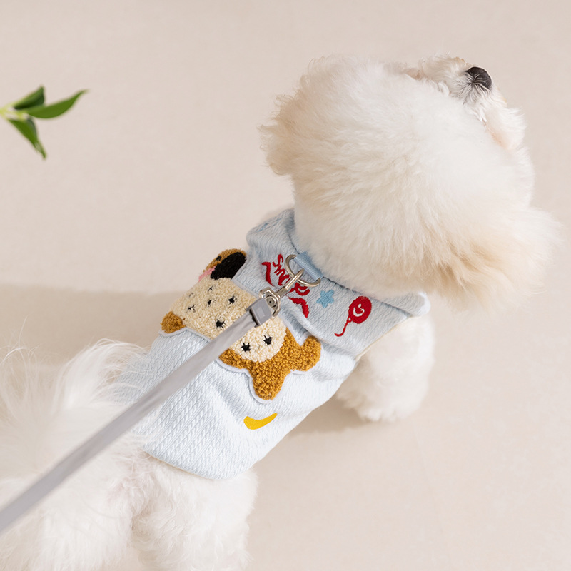 Ropa para perros mascotas Cartas de dibujos animados Dachshund Dog Chaleco transpirable Teddy Bichon Ropa de verano Bomei