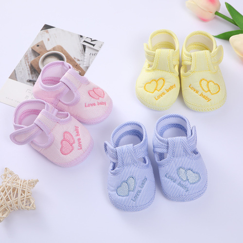 Classic double-heart spring and autumn baby shoes for men and women 0-1 years old soft-sole toddler shoes for 3-6-9 months old baby walking shoes
