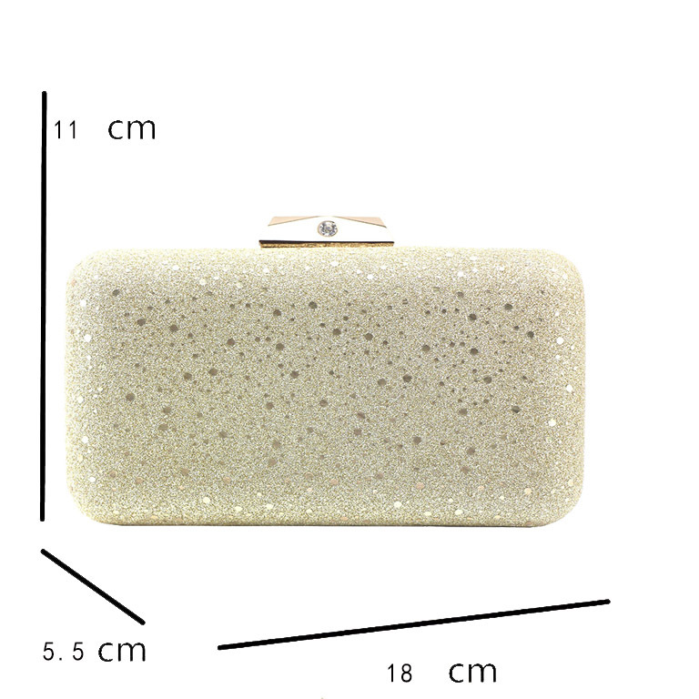 Gold Silver Flash Fabric Solid Color Sequins Square Clutch Evening Bag display picture 5