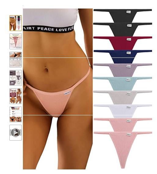 G-String Thongs Cotton Panties Stretch T...