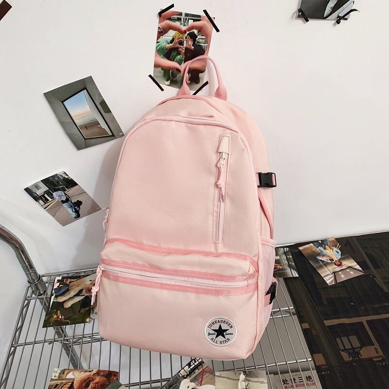 Korean Style Simple Light Pink Backpack, New Large-Capacity Multi-Compartment Student School Bag, Daily Commuting and Travel Backpack