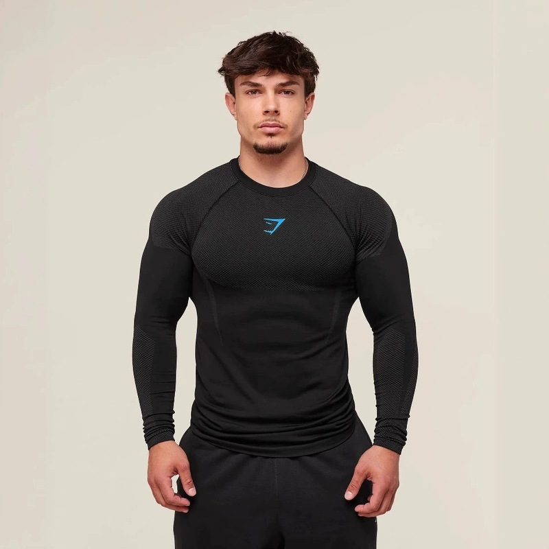 健身上衣男士秋冬跑步训练骑行运动紧身T恤鲨鱼健身长袖GYMSHARK|undefined