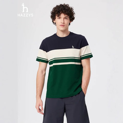 クロスボーダーHazzysハギス25春夏新品カジュアルメンズストライプ半袖tシャツトップスファッション