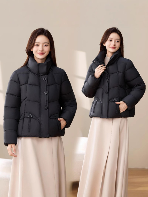 沧州棉服时尚立领棉服女短款外贸跨境新款冬季小个子面包服厚外套|undefined