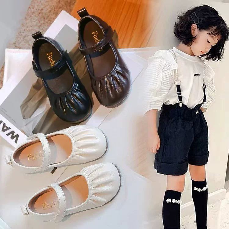 Кожаные туфли для девочек с мягкой подошвкой с мягкой поверхностью
