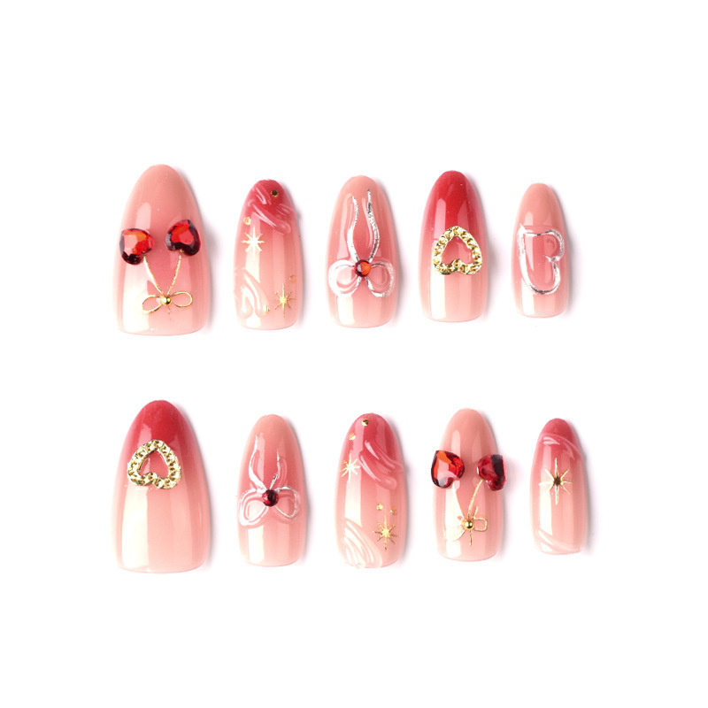 30 piezas transfronterizas de oro de polietileno de oro de San Valentín 3D amor estereoscópico arco de manicure