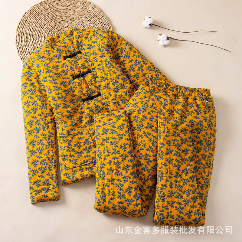 Китайский стиль ручной работы хлопчатобумажные хлопчатобумажные брюки для взрослых теплая домашняя одежда женские хлопчатобумажные брюки с высокой талией