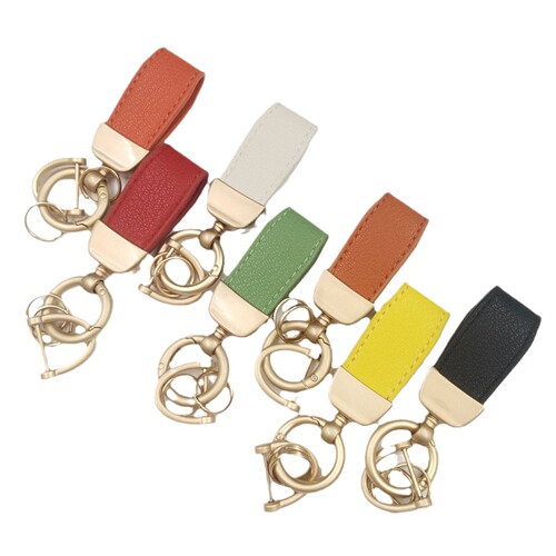 Simple French lambskin car keychain accessory, exquisite men's and women's key chain loop, short and cute bag hook decoration