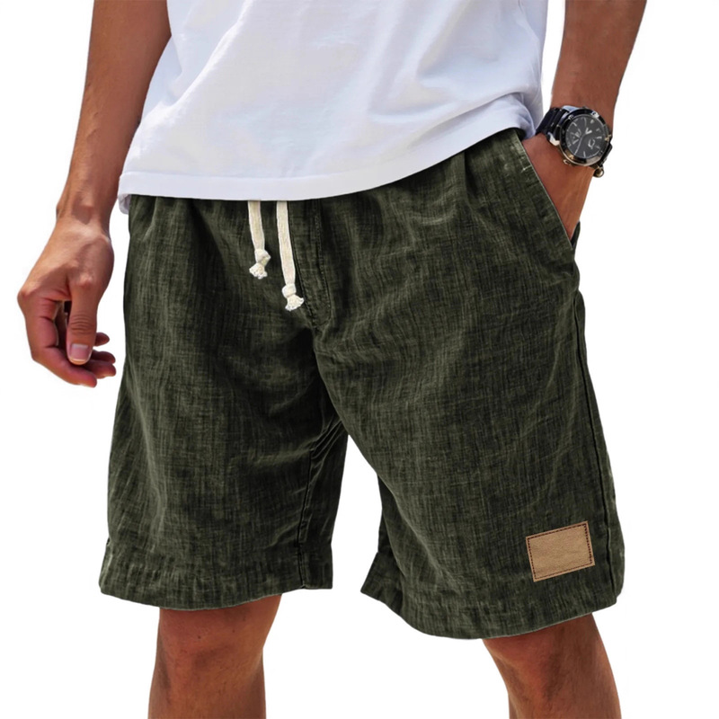 2025 Cross-Border Amazon New Men's Retro Breathable Linen Loose Holiday Shorts Fashion Casual Shorts