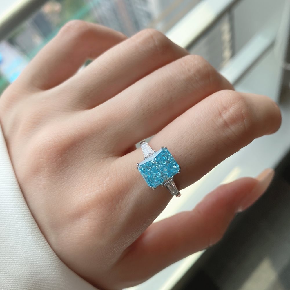 Luxurious Square Sterling Silver Plating Zircon Rings