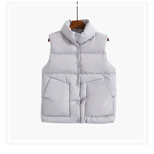 Short women's winter autumn Korean style coat oversized stand-up collar lapel jacket vest sleeveless backless cotton coat cotton clothing