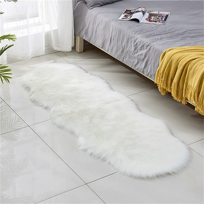 Plush Carpet European-style Floor Mat Long Blanket Sofa Carpet Bay Window Mat New Imitation Wool Amazon (Avtomobil döşəmə paspasları) - white-60x-90cm-two-round
