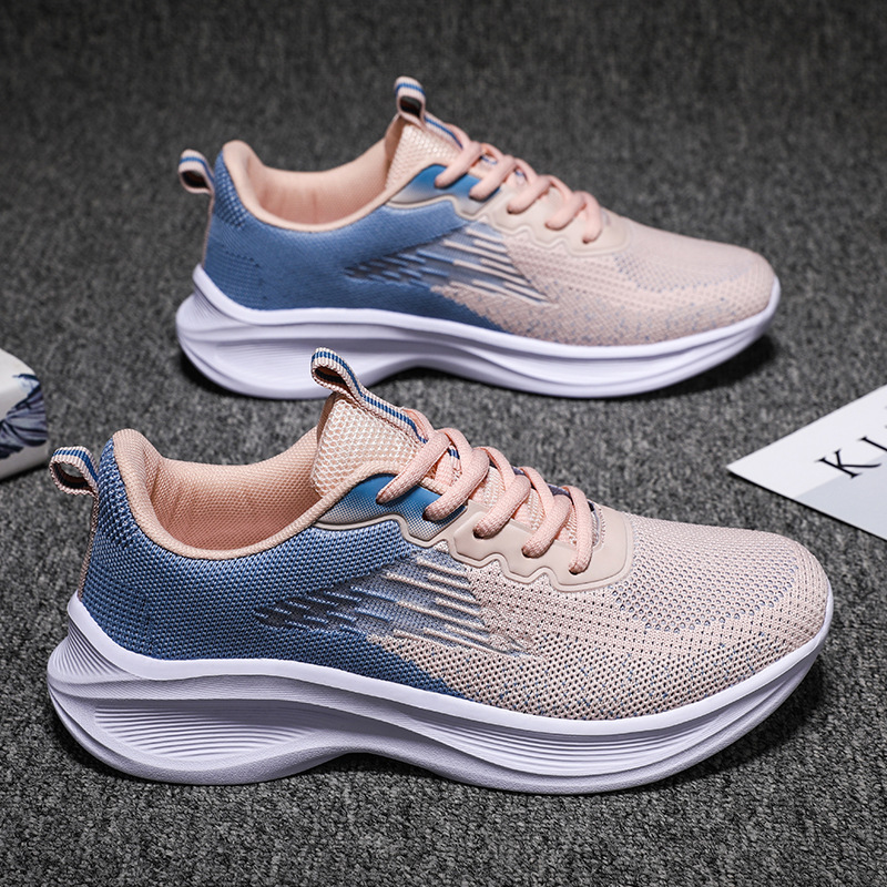 Zapatos de mujer transfronterizos de Jinjiang 2025 nuevos zapatos deportivos para mujer cómodos y ligeros zapatos para correr zapatos casuales transpirables de todo fósforo