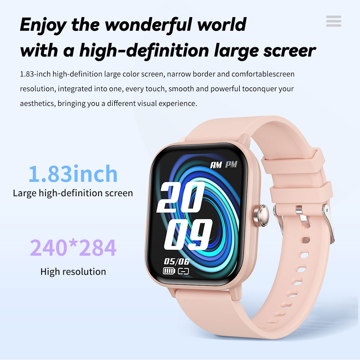 New G42 smartwatch Bluetooth Talk HRV function Blood glucose Specification drawing
