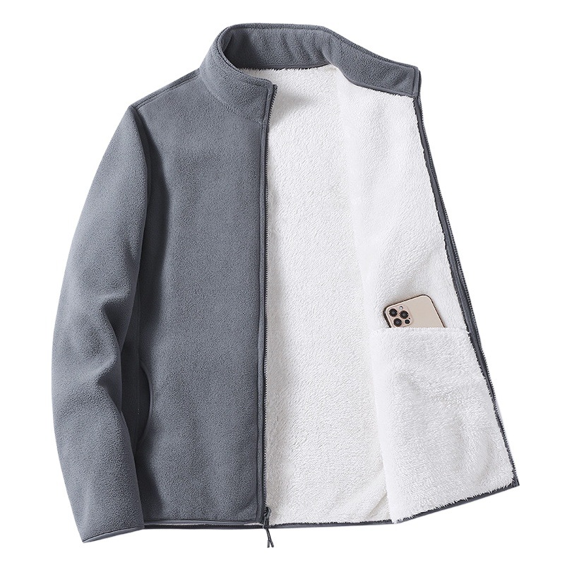 Berber fleece fleece women's outdoor autumn and winter fleece-lined thickened polar fleece sweater cardigan coral fleece coat men's white fur
